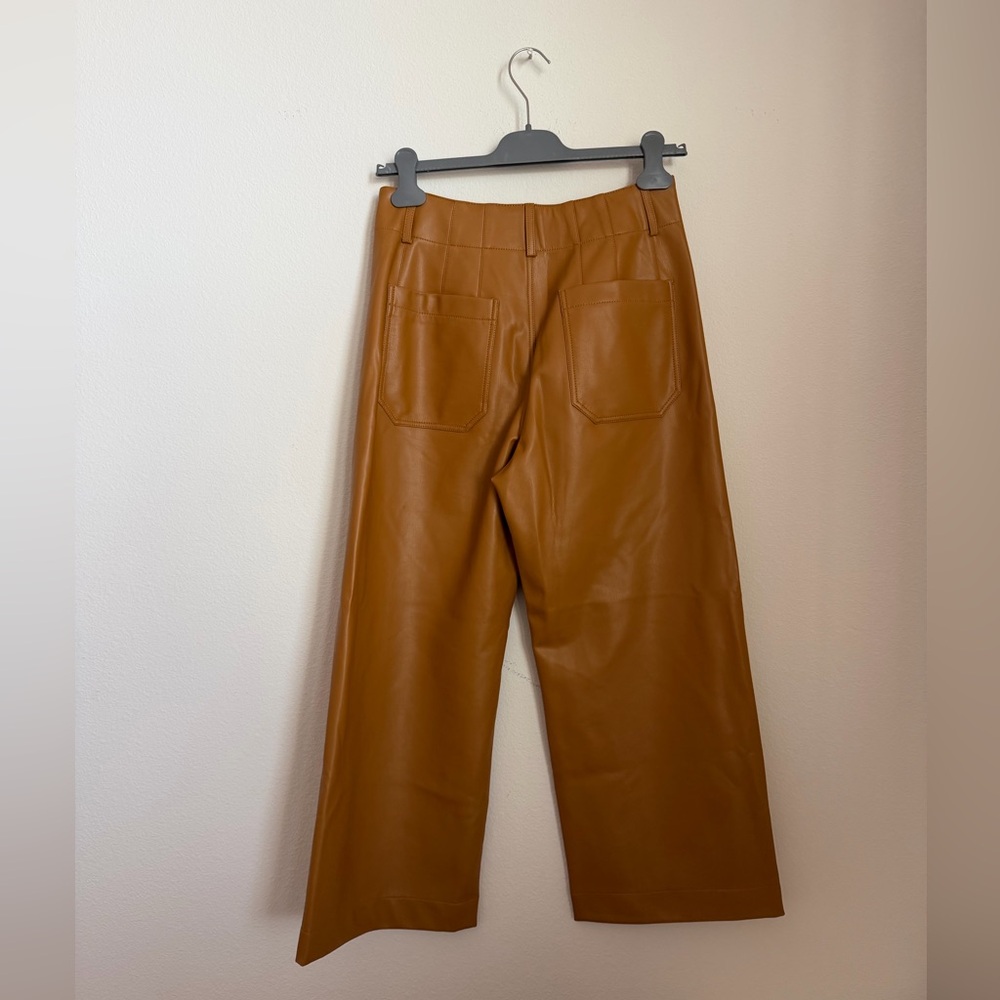 New Anthropologie the Colette faux leather cedar Wide-Leg Pants 28p - Picture 5 of 8